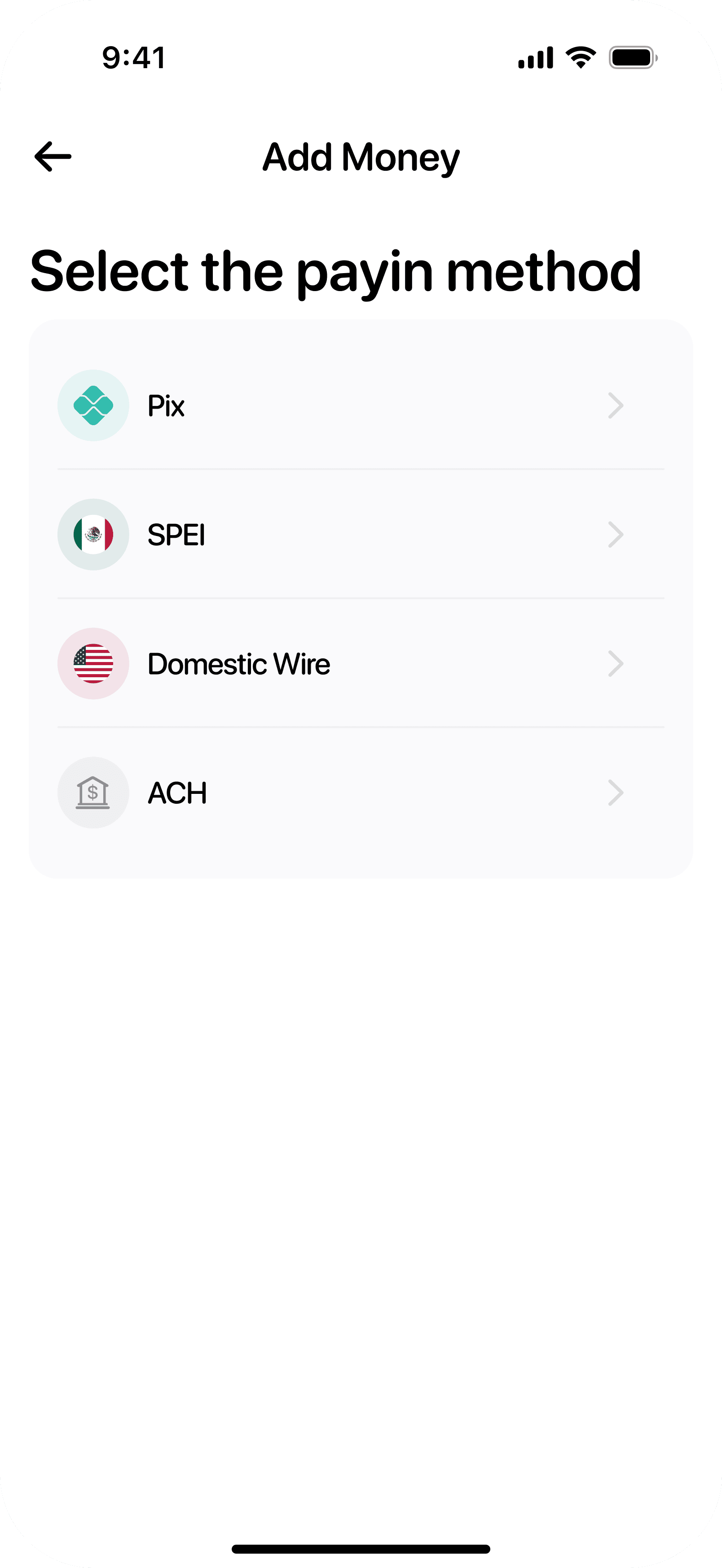 ios select payin method